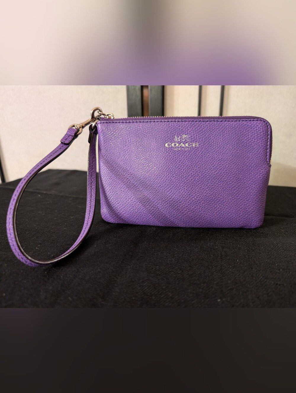 Coach Purple Pebbled Leather Wristlet